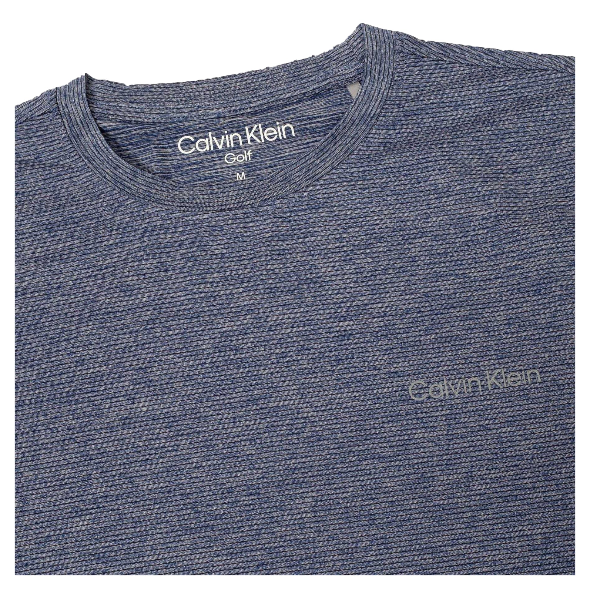 Marine Blue - Lifestyle - Calvin Klein Mens Striped Golf T-Shirt