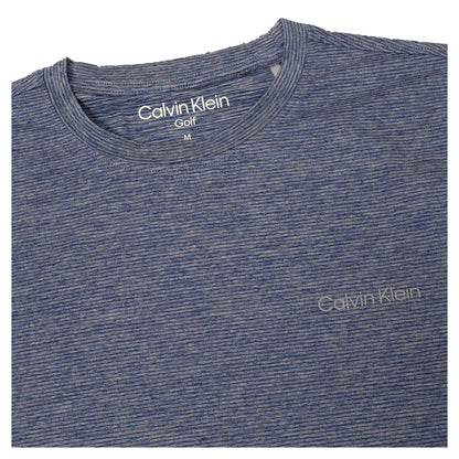 Marine Blue - Lifestyle - Calvin Klein Mens Striped Golf T-Shirt