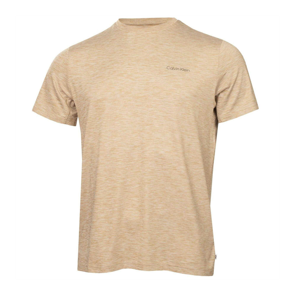 Khaki - Front - Calvin Klein Mens Striped Golf T-Shirt