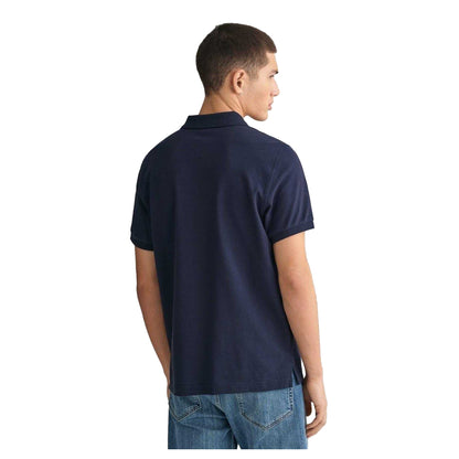 Navy - Back - Gant Mens Pique Polo Shirt