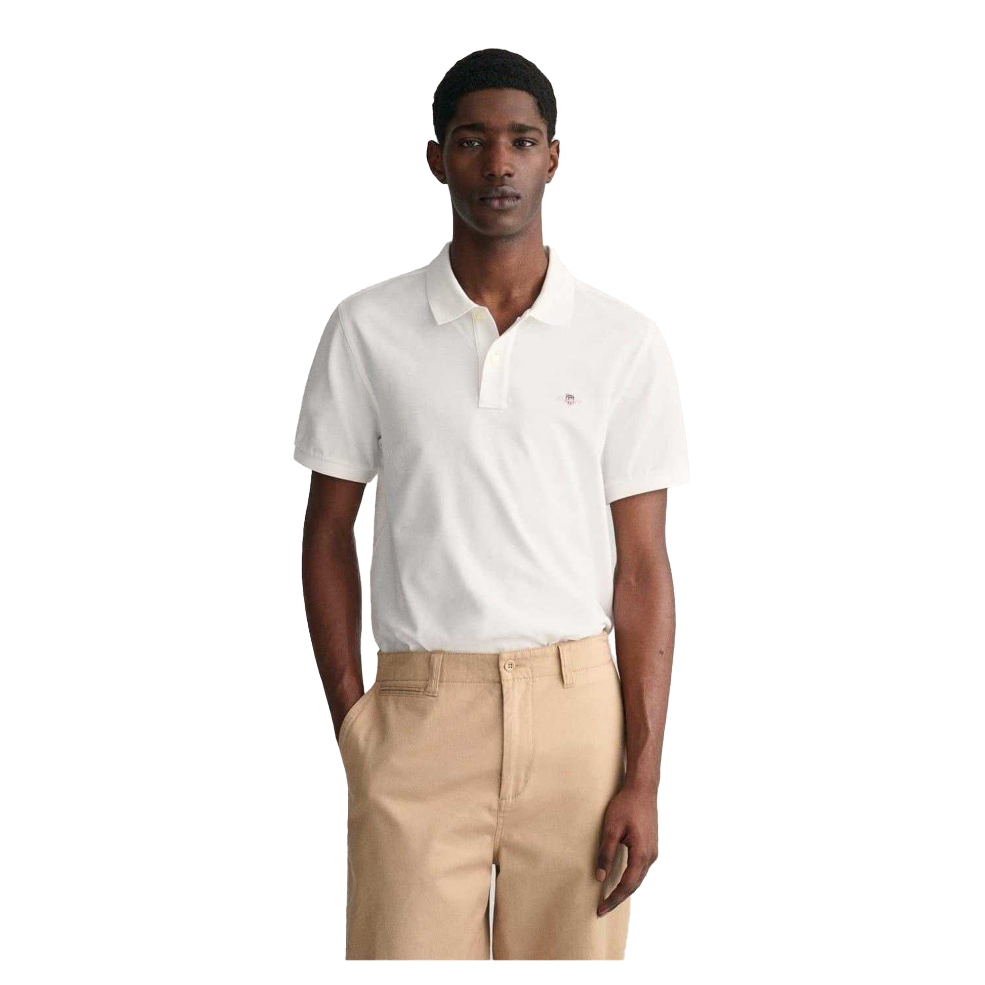 White - Side - Gant Mens Pique Polo Shirt