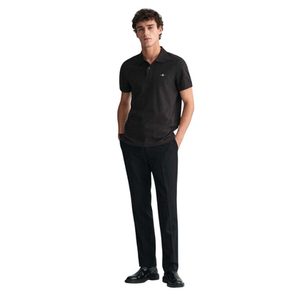 Black - Side - Gant Mens Pique Polo Shirt