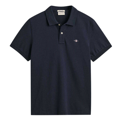 Navy - Front - Gant Mens Pique Polo Shirt