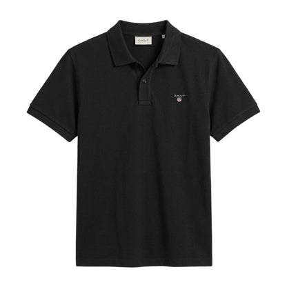 Black - Front - Gant Mens Pique Polo Shirt