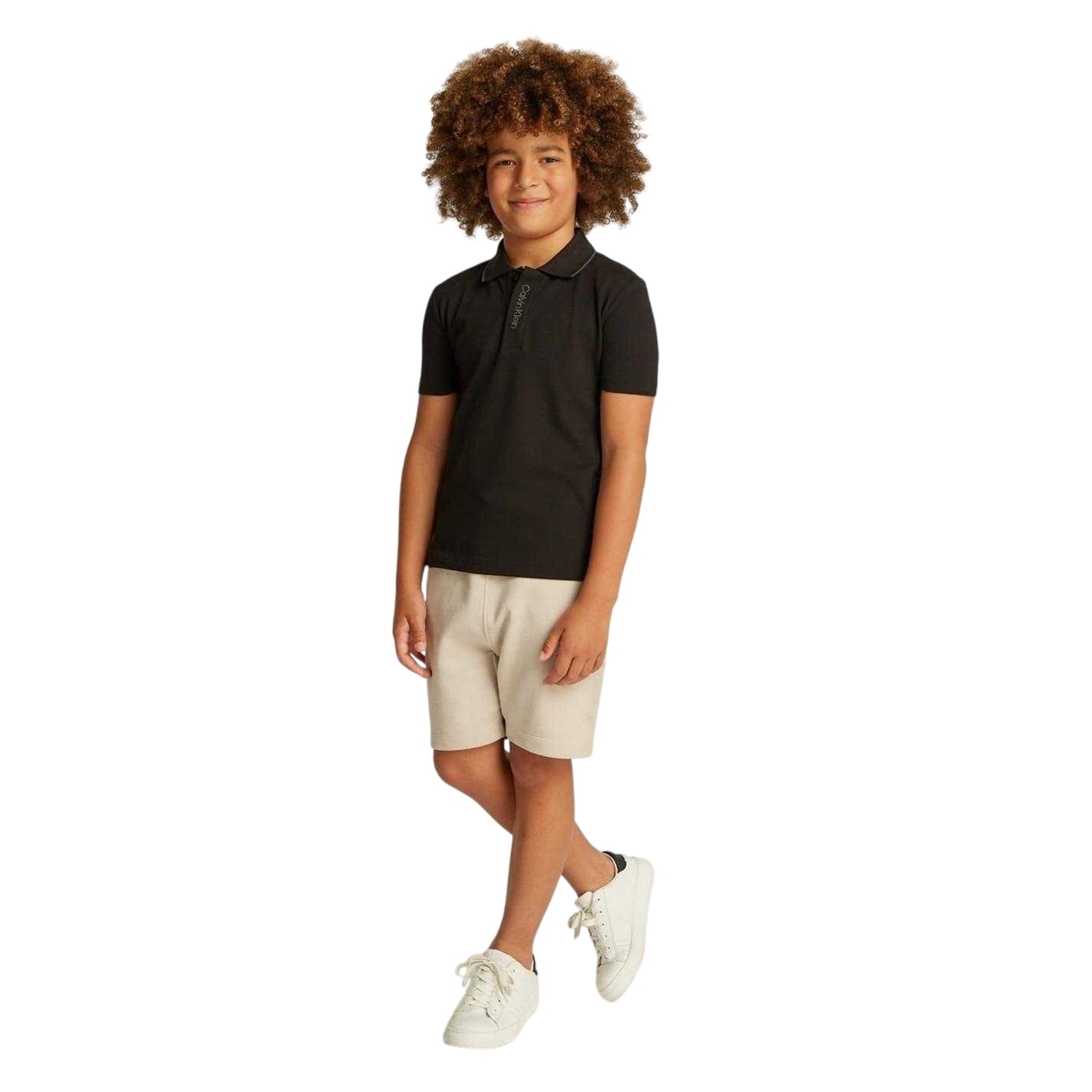 Black - Side - Calvin Klein Boys Embroidered Logo Polo Shirt