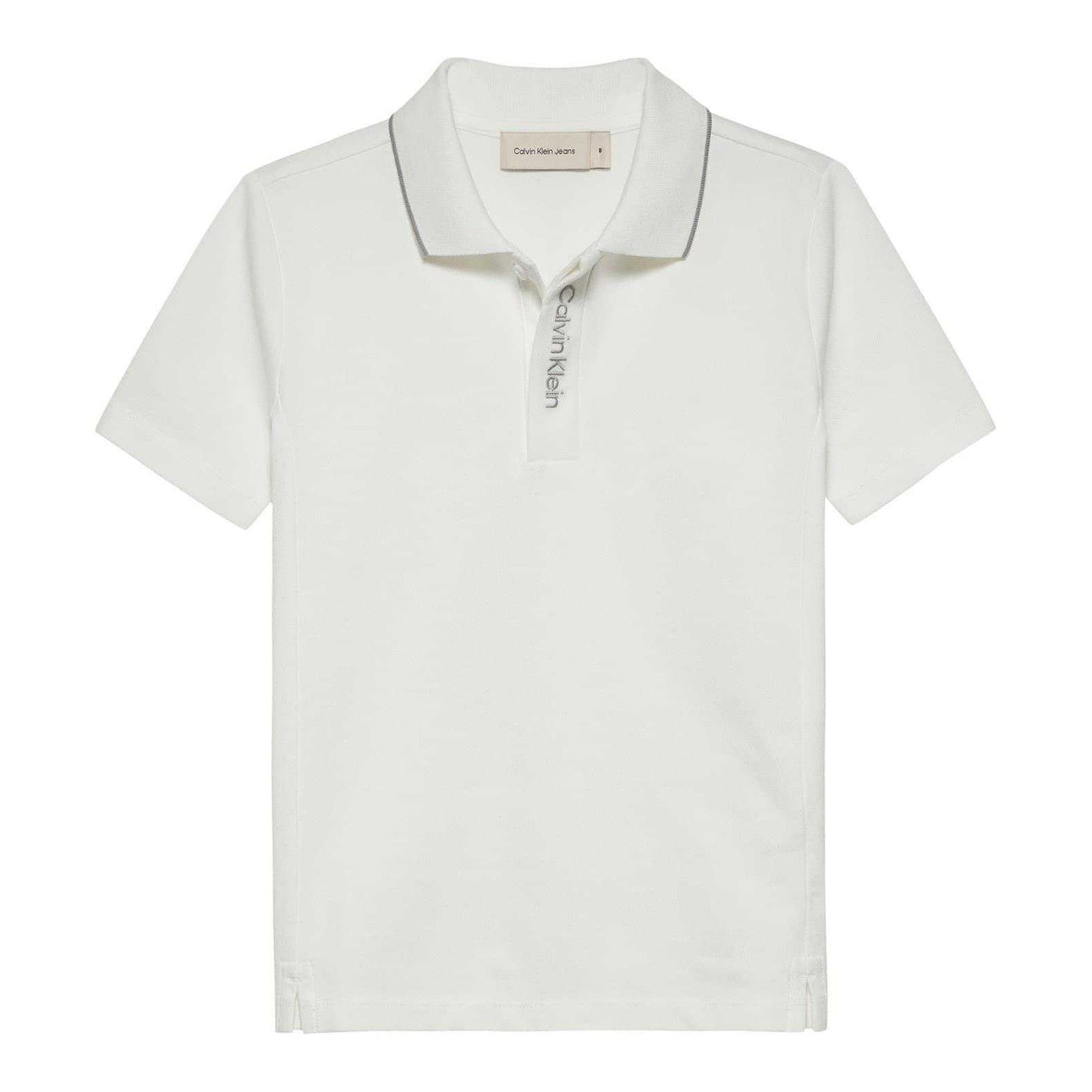 White - Front - Calvin Klein Boys Embroidered Logo Polo Shirt