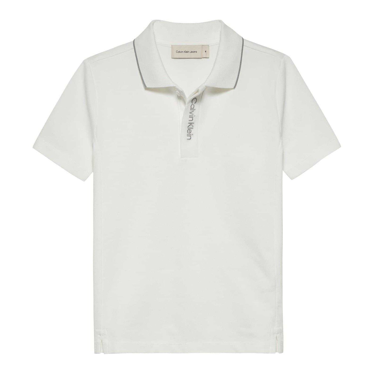 White - Front - Calvin Klein Boys Embroidered Logo Polo Shirt