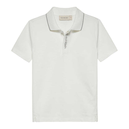 White - Front - Calvin Klein Boys Embroidered Logo Polo Shirt