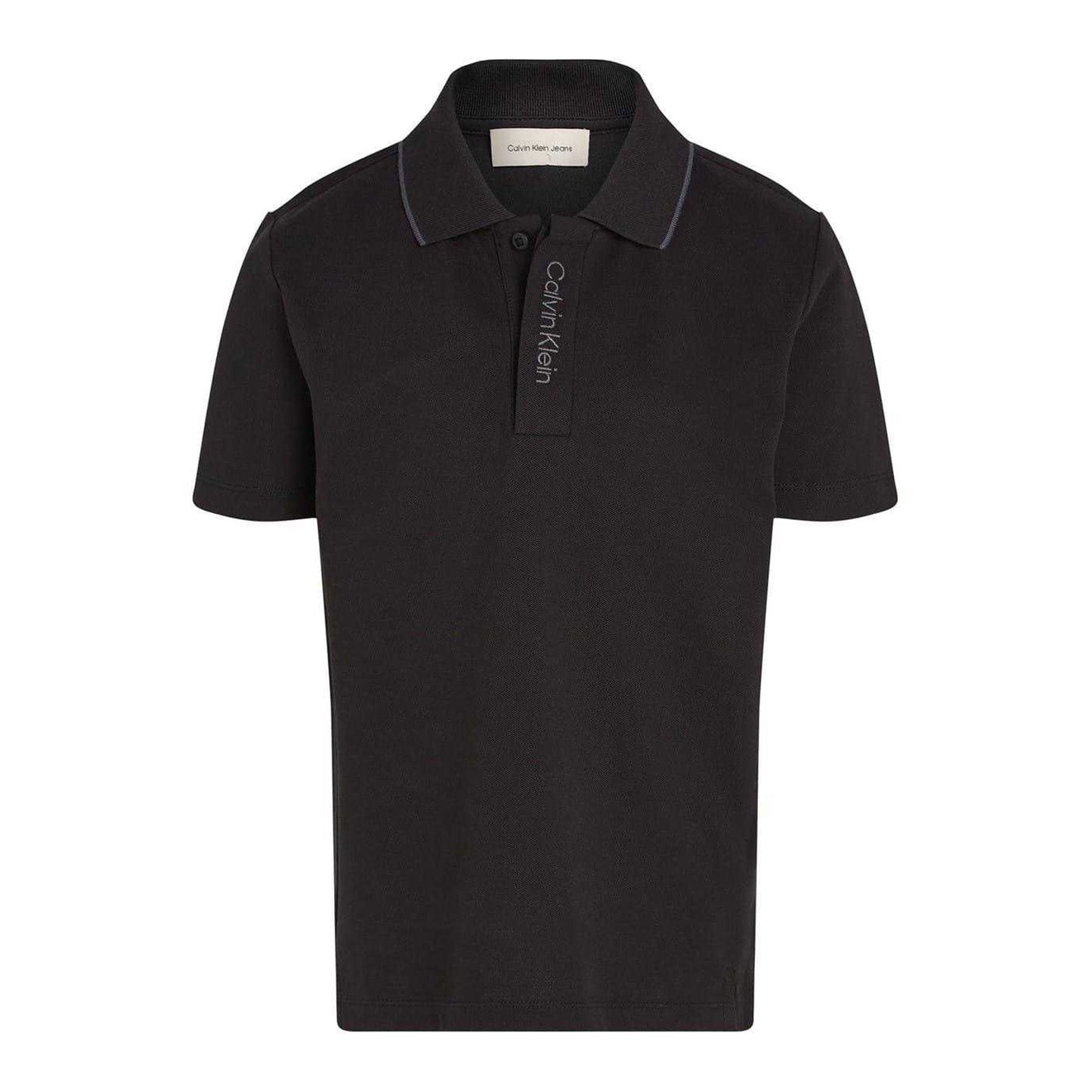 Black - Front - Calvin Klein Boys Embroidered Logo Polo Shirt