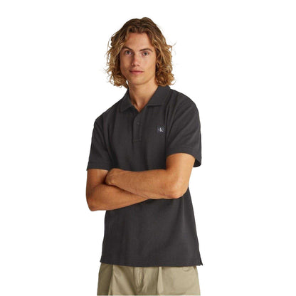 Black - Side - Calvin Klein Mens Regular Short-Sleeved Polo Shirt