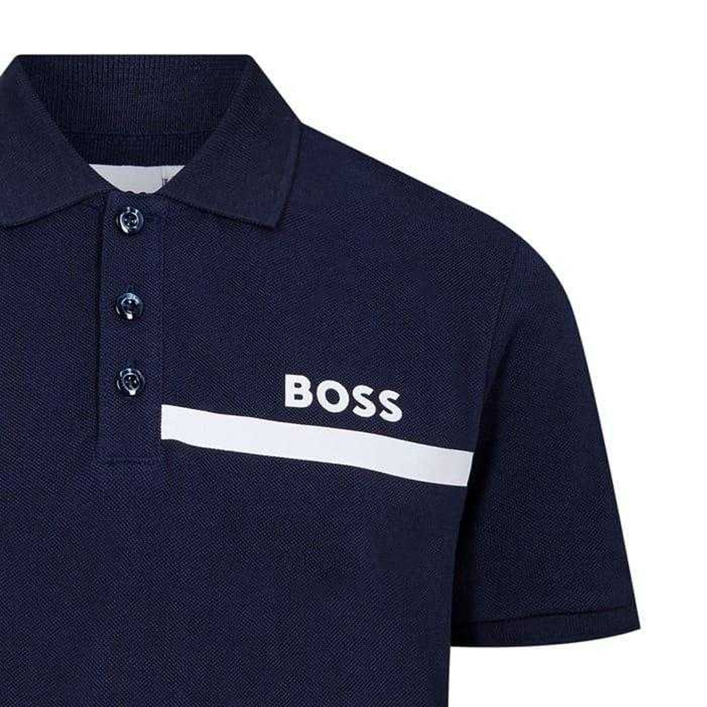 Navy - Side - Boss Mens Regular Short-Sleeved Polo Shirt