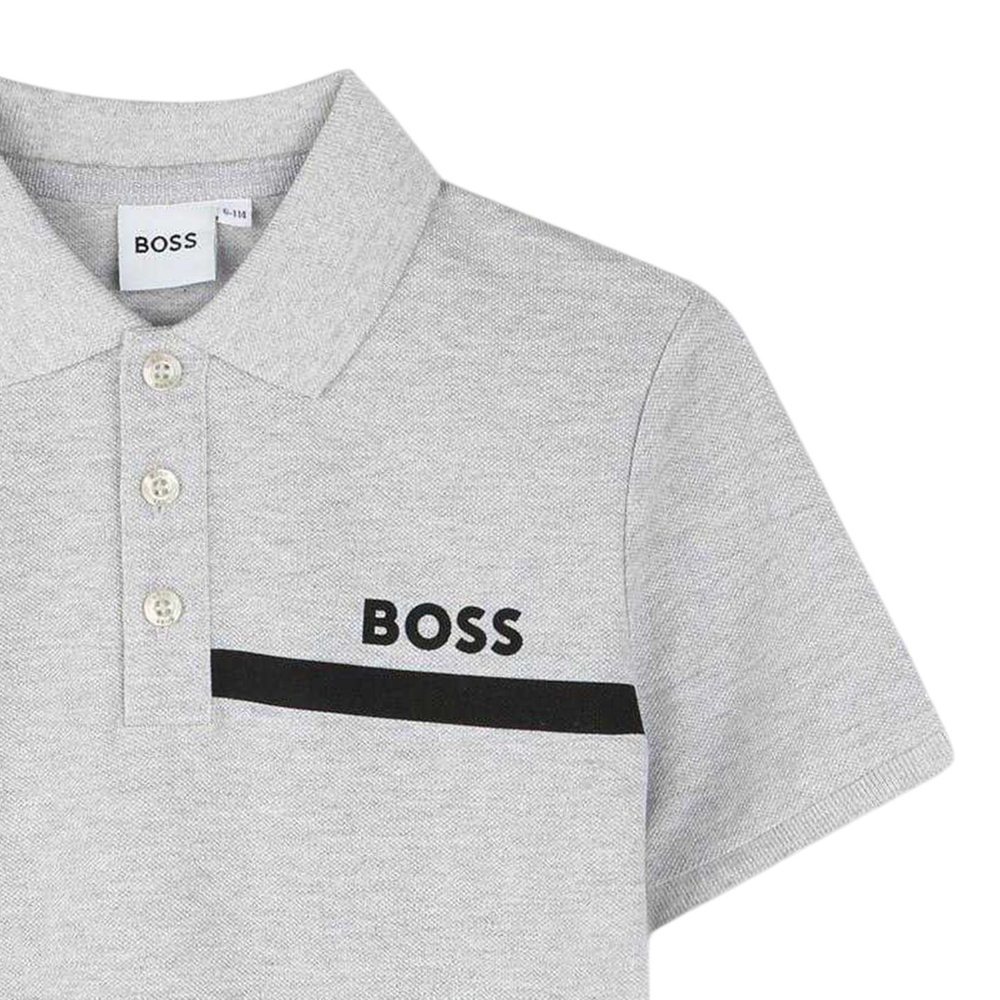 Grey - Side - Boss Mens Regular Short-Sleeved Polo Shirt