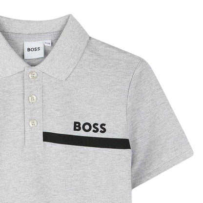 Grey - Side - Boss Mens Regular Short-Sleeved Polo Shirt