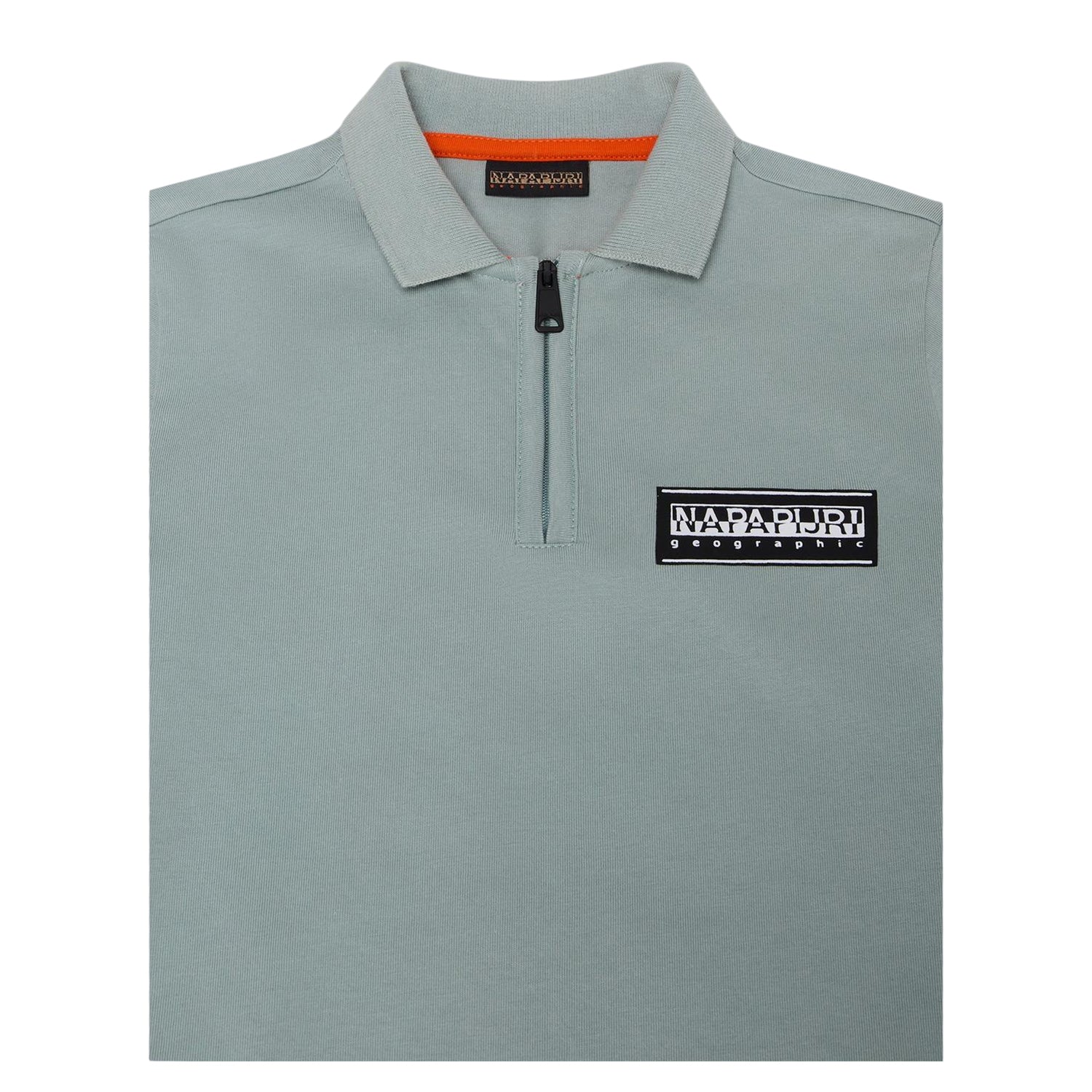 Green Milieu - Side - Napapijri Mens Zip Neck Regular Polo Shirt