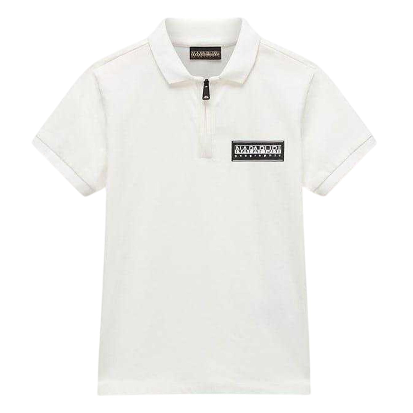 Heron White - Front - Napapijri Mens Zip Neck Regular Polo Shirt
