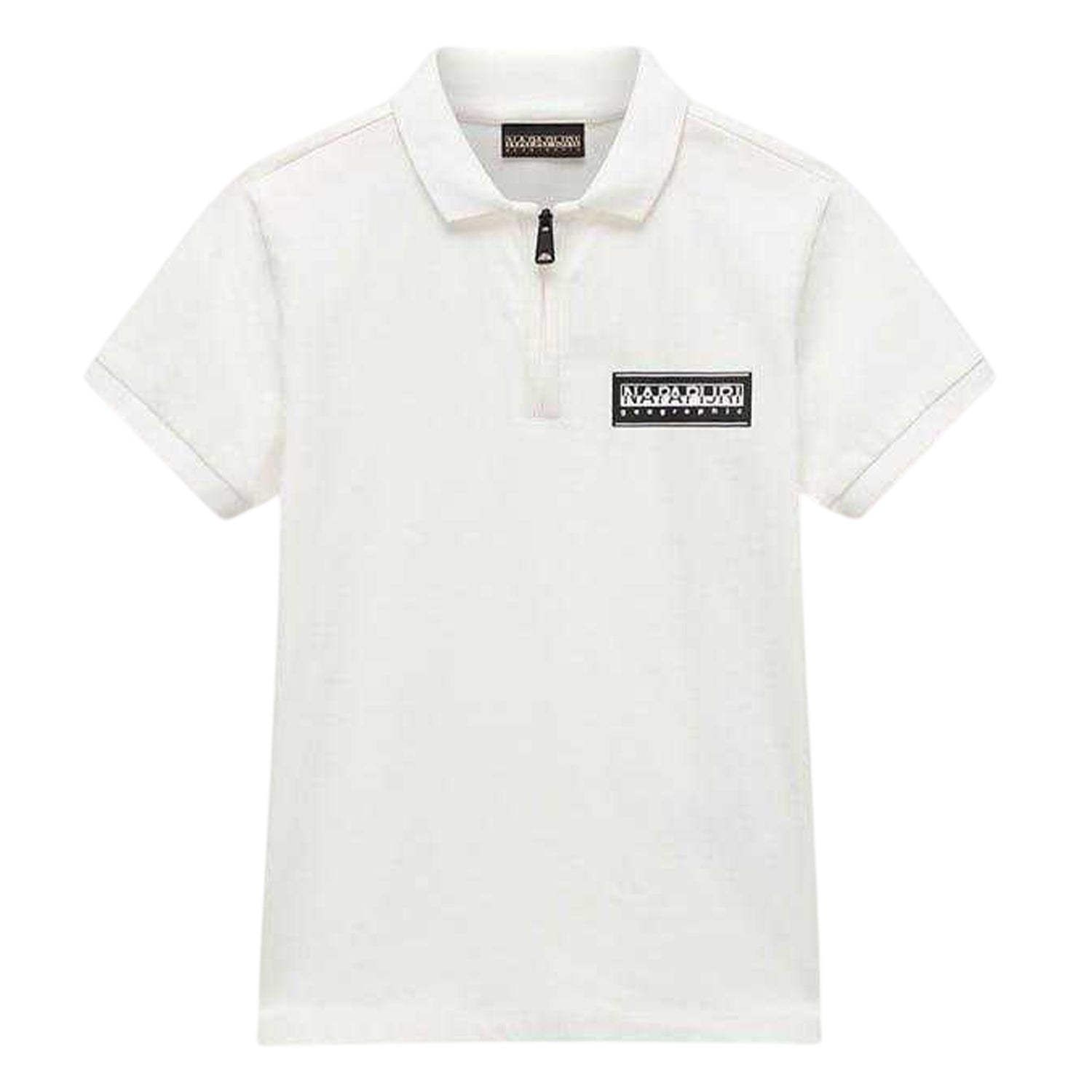 Heron White - Front - Napapijri Mens Zip Neck Regular Polo Shirt