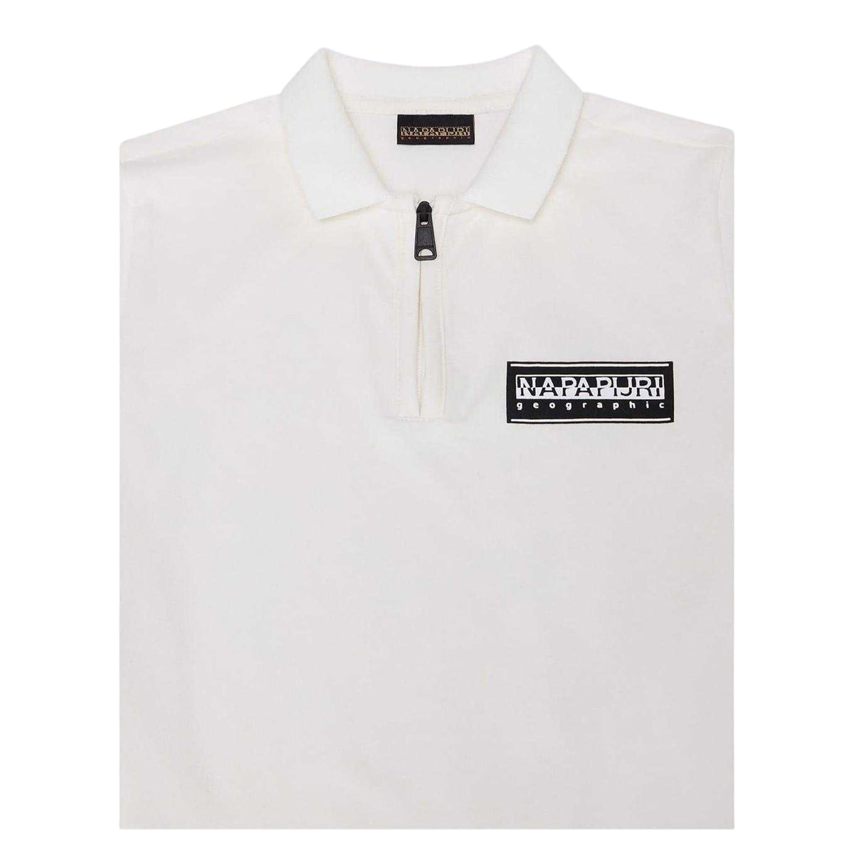 Heron White - Side - Napapijri Boys Zip Neck Regular Polo Shirt