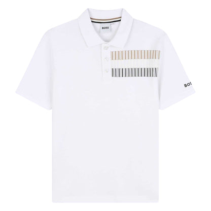 White - Front - Boss Childrens-Kids Regular Polo Shirt