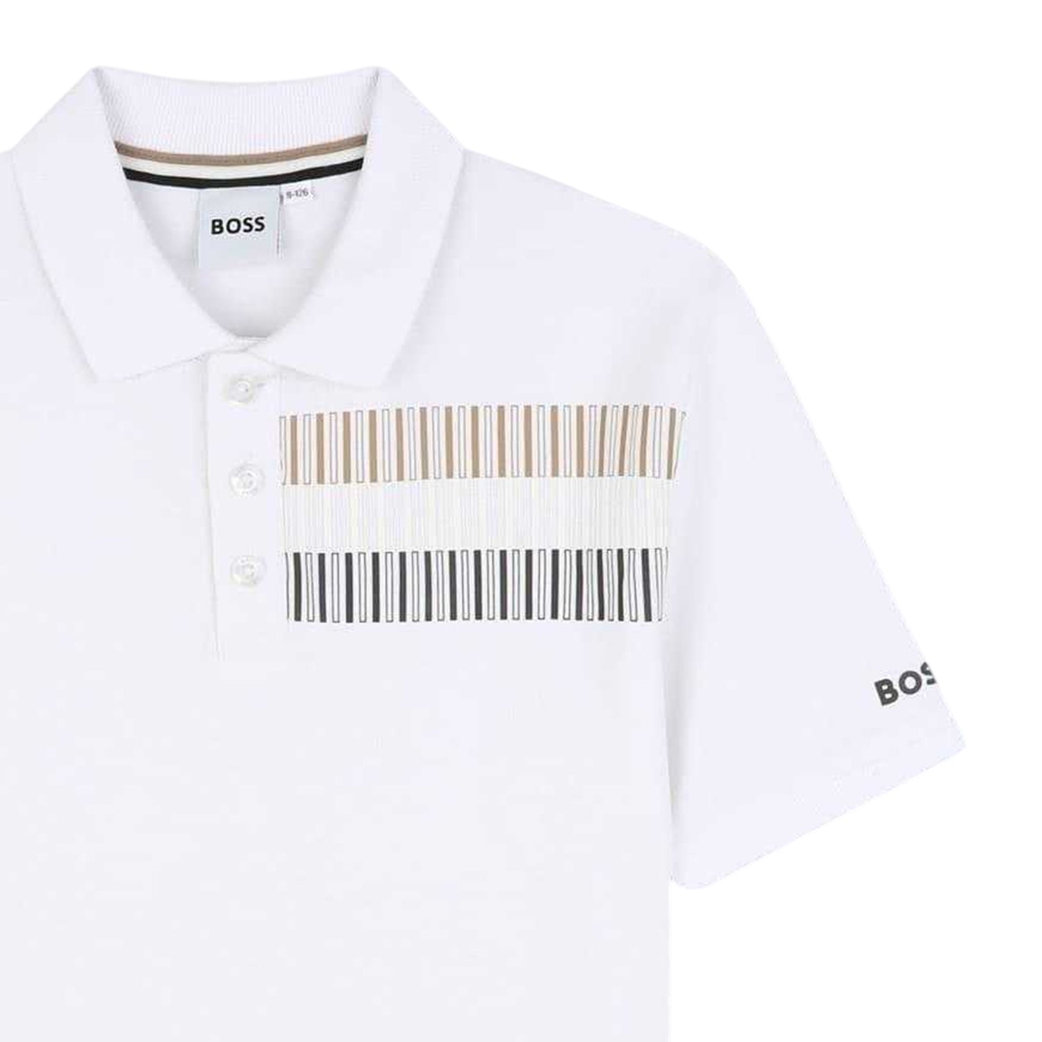 White - Side - Boss Childrens-Kids Regular Polo Shirt