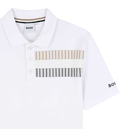 White - Side - Boss Childrens-Kids Regular Polo Shirt