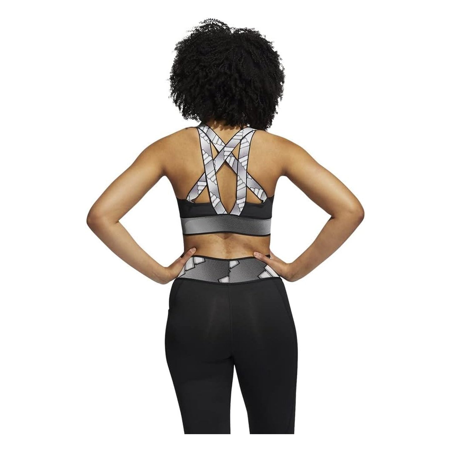Black-Light Brown - Back - Adidas Womens-Ladies Adlife Scoop Neck Sports Bra