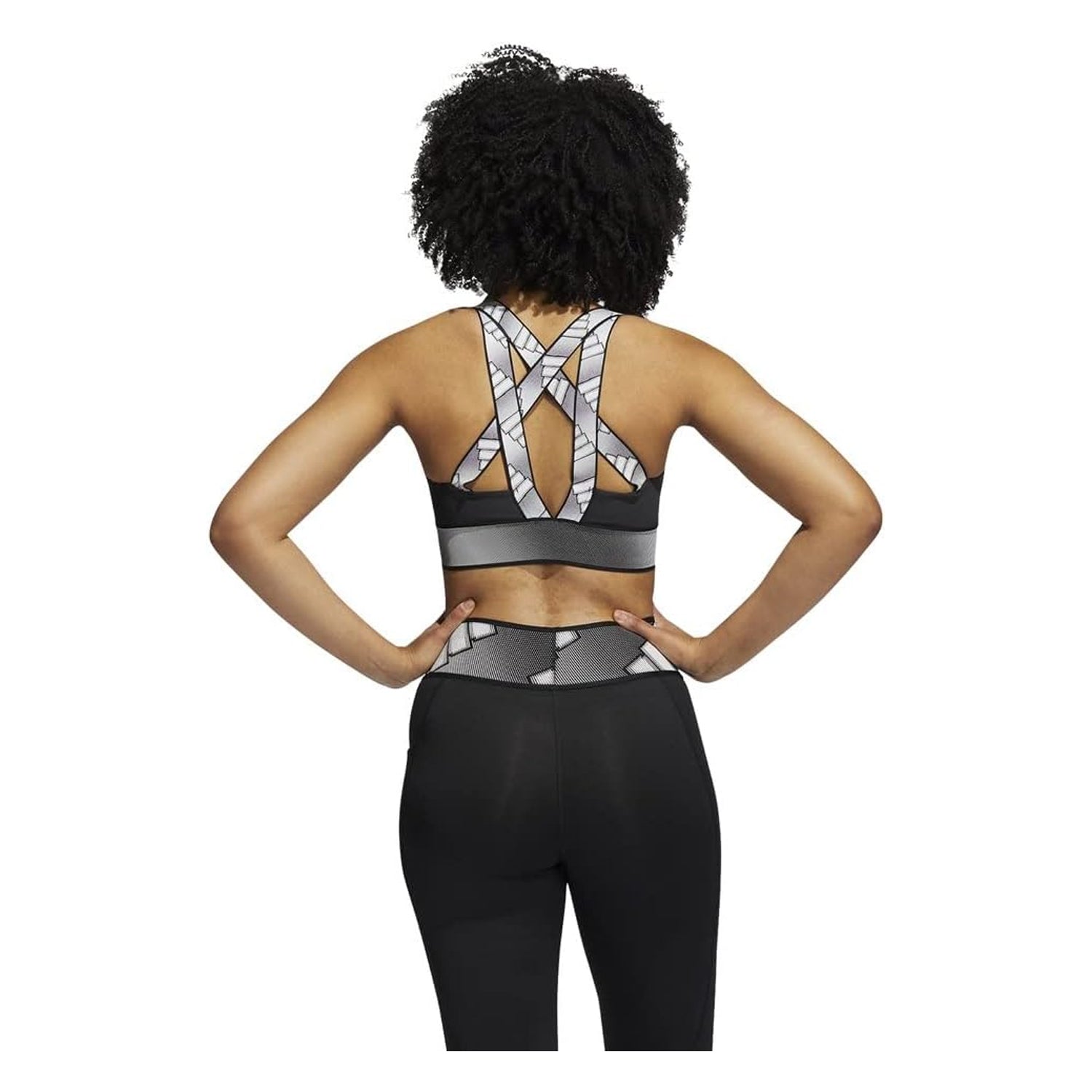 Black-Light Brown - Back - Adidas Womens-Ladies Adlife Scoop Neck Sports Bra