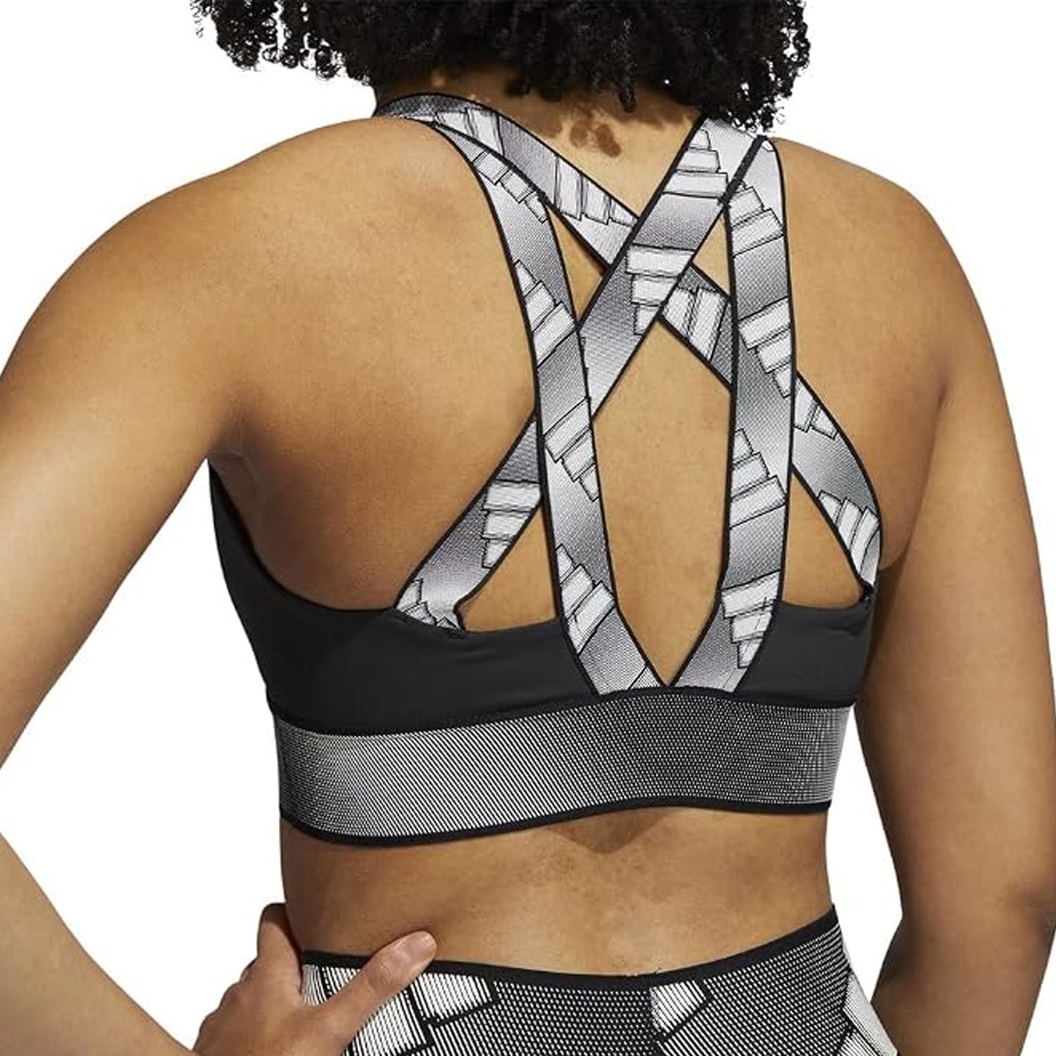 Black-Light Brown - Side - Adidas Womens-Ladies Adlife Scoop Neck Sports Bra