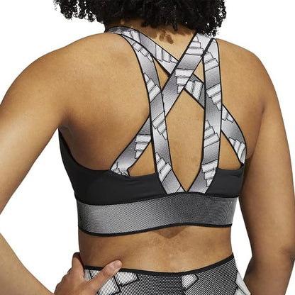 Black-Light Brown - Side - Adidas Womens-Ladies Adlife Scoop Neck Sports Bra