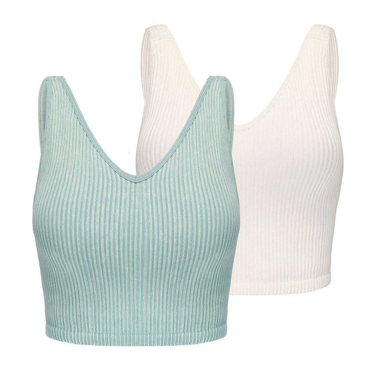 Aquifer-Maple Sugar - Front - Slazenger Womens-Ladies Ribbed Sports Bra (Pack of 2)