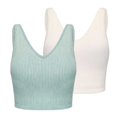 Aquifer-Maple Sugar - Front - Slazenger Womens-Ladies Ribbed Sports Bra (Pack of 2)