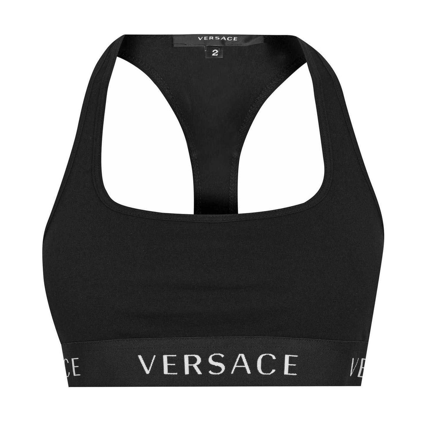 Black - Front - Versace Womens-Ladies Essentials Sports Bra
