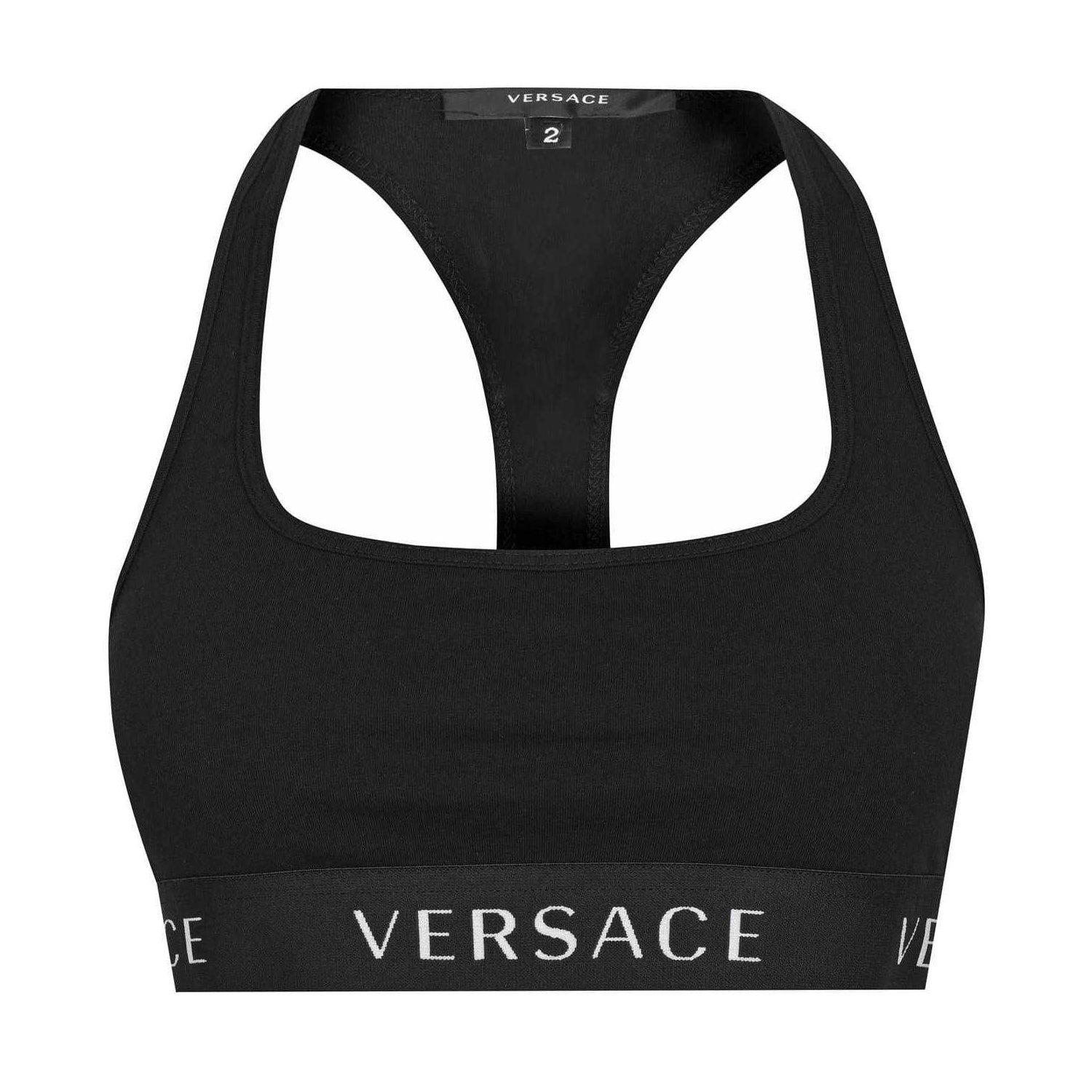 Black - Front - Versace Womens-Ladies Essentials Sports Bra