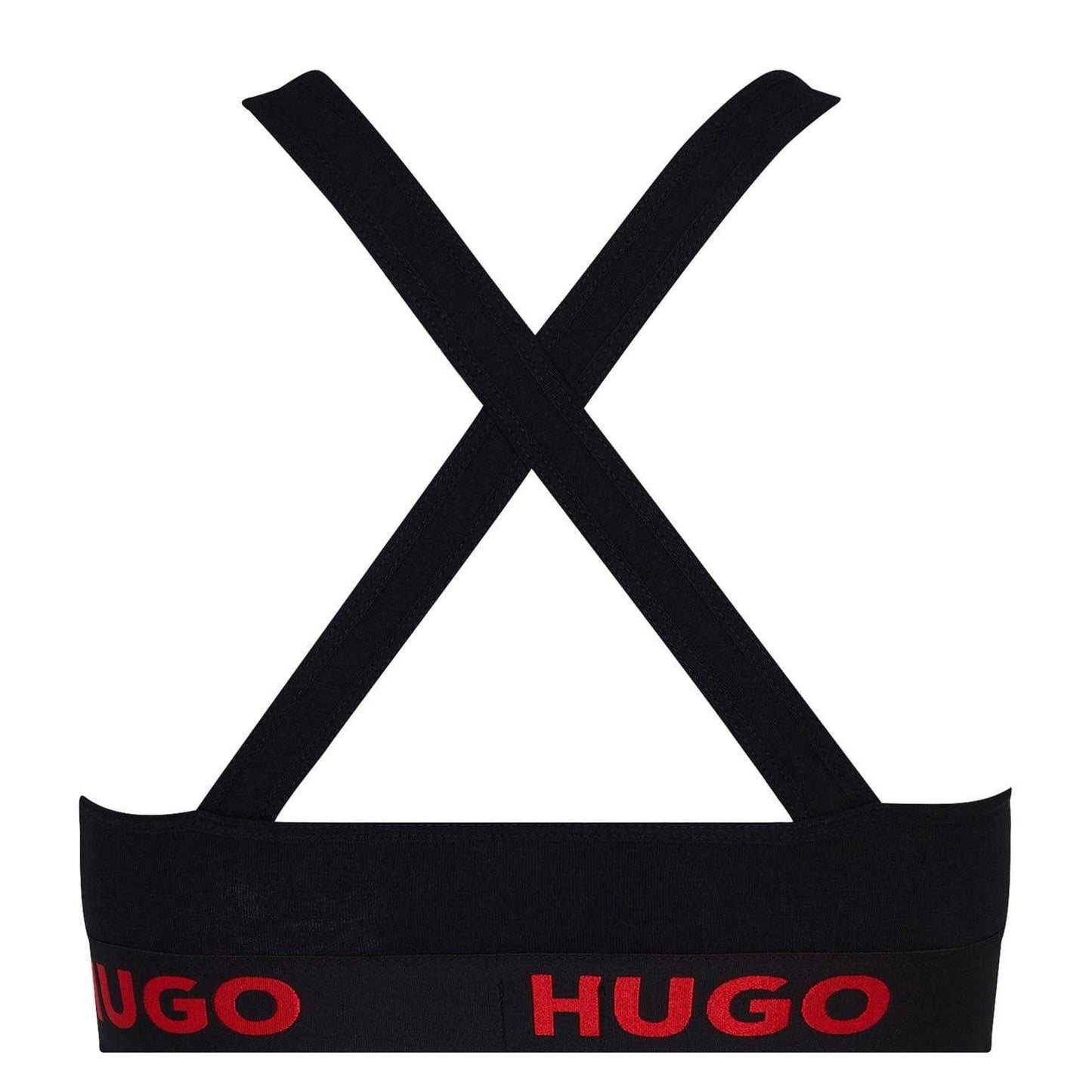 Black - Back - Hugo Womens-Ladies Cross Back Padded Sports Bra