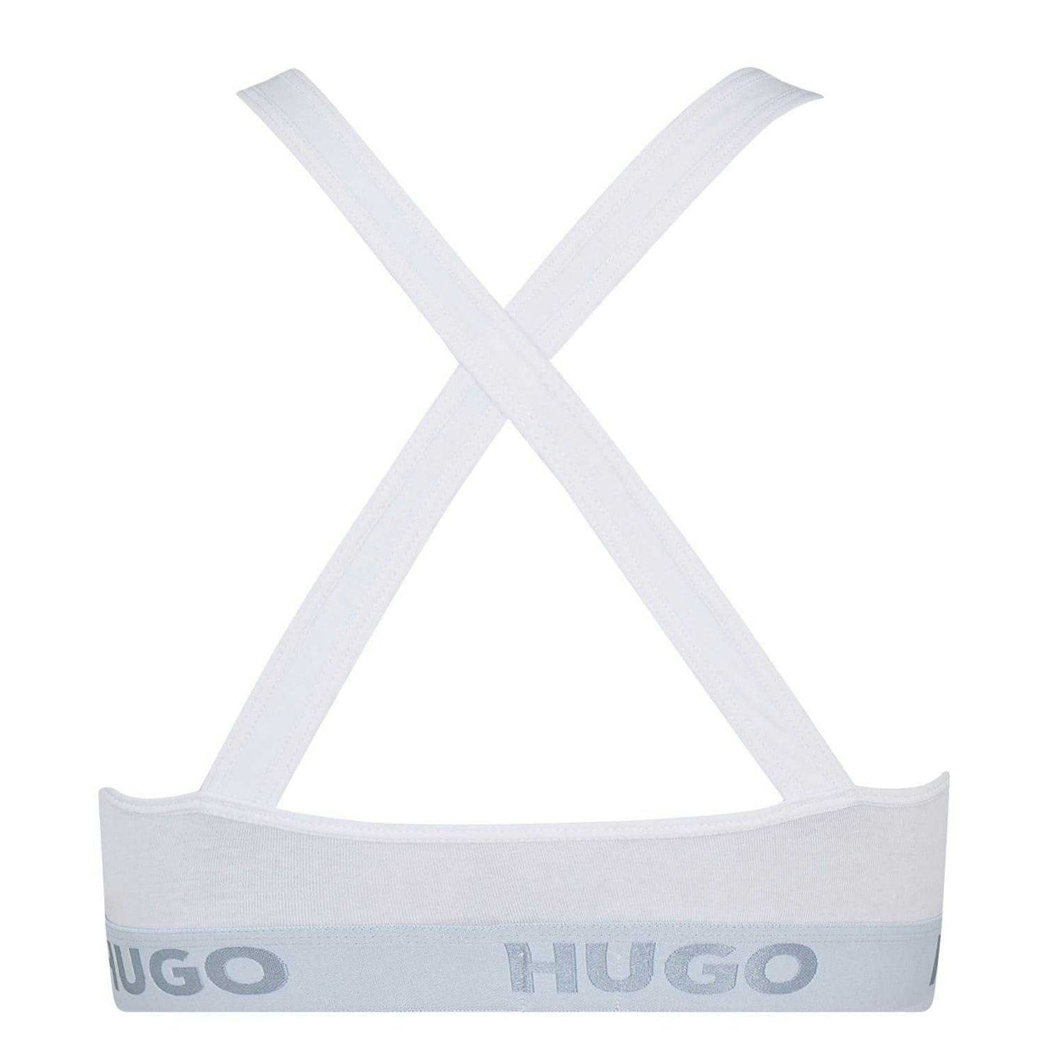 White - Back - Hugo Womens-Ladies Cross Back Padded Sports Bra