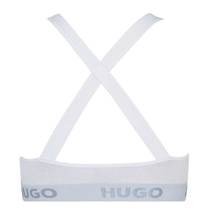 White - Back - Hugo Womens-Ladies Cross Back Padded Sports Bra