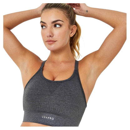 Charcoal - Side - USA Womens-Ladies Adjustable Seamless Sports Bra