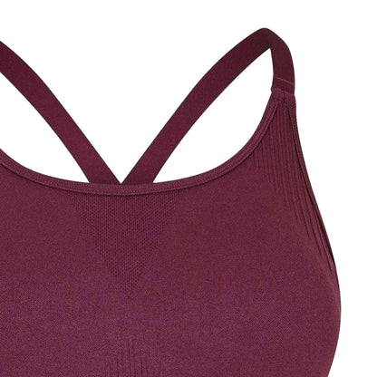 Dark Cherry - Back - USA Womens-Ladies Adjustable Seamless Sports Bra
