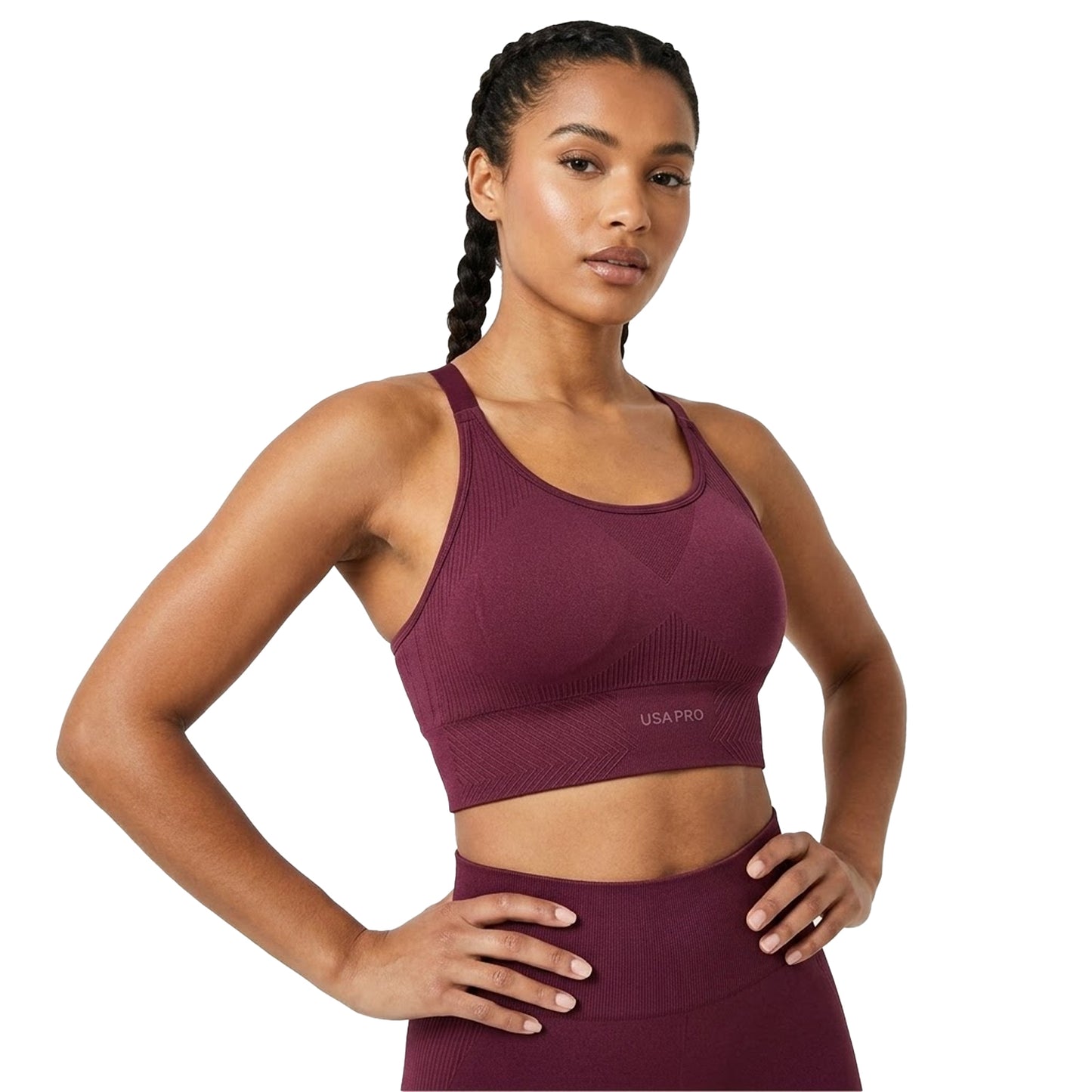 Dark Cherry - Side - USA Womens-Ladies Adjustable Seamless Sports Bra
