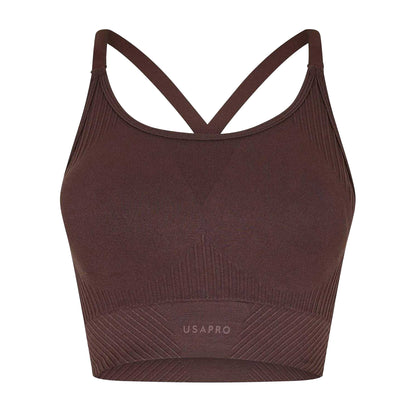 Espresso - Front - USA Womens-Ladies Adjustable Seamless Sports Bra