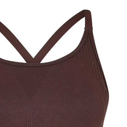 Espresso - Back - USA Womens-Ladies Adjustable Seamless Sports Bra