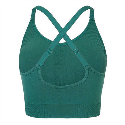 Forest Green - Back - USA Womens-Ladies Adjustable Seamless Sports Bra