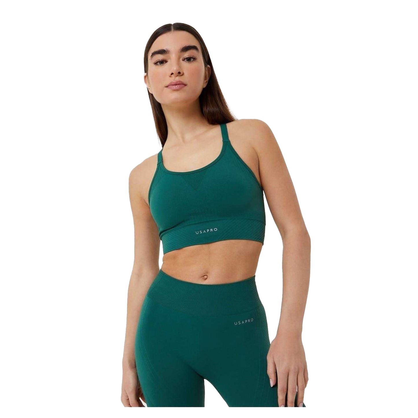 Forest Green - Side - USA Womens-Ladies Adjustable Seamless Sports Bra