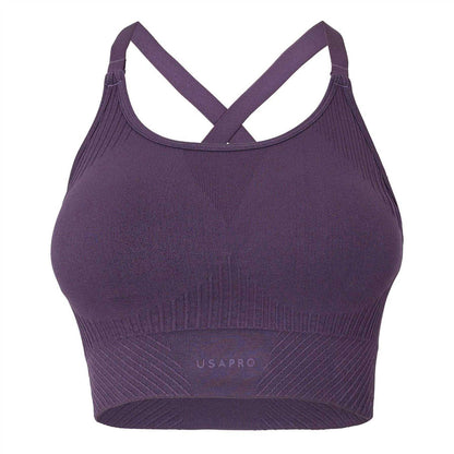 Light Pink - Front - USA Womens-Ladies Adjustable Seamless Sports Bra