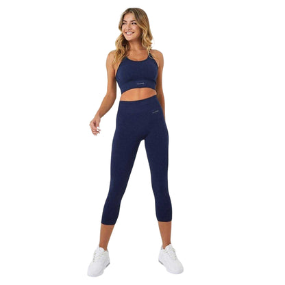 Navy - Side - USA Womens-Ladies Adjustable Seamless Sports Bra