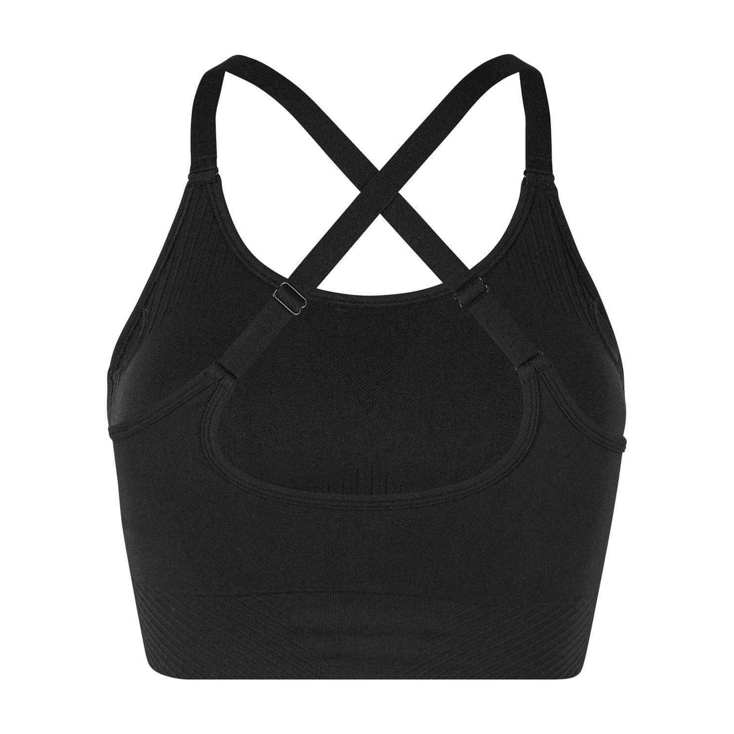 Black - Back - USA Womens-Ladies Adjustable Seamless Sports Bra