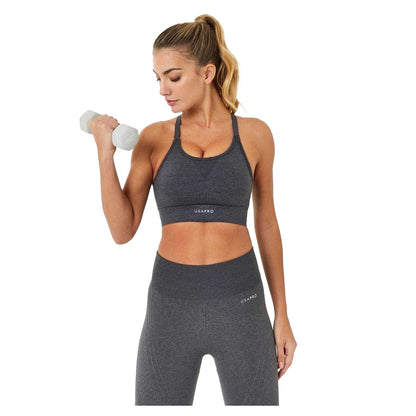 Charcoal - Front - USA Womens-Ladies Adjustable Seamless Sports Bra