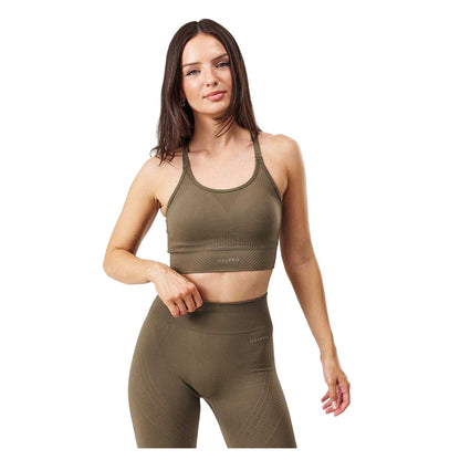 Ash - Front - USA Womens-Ladies Adjustable Seamless Sports Bra