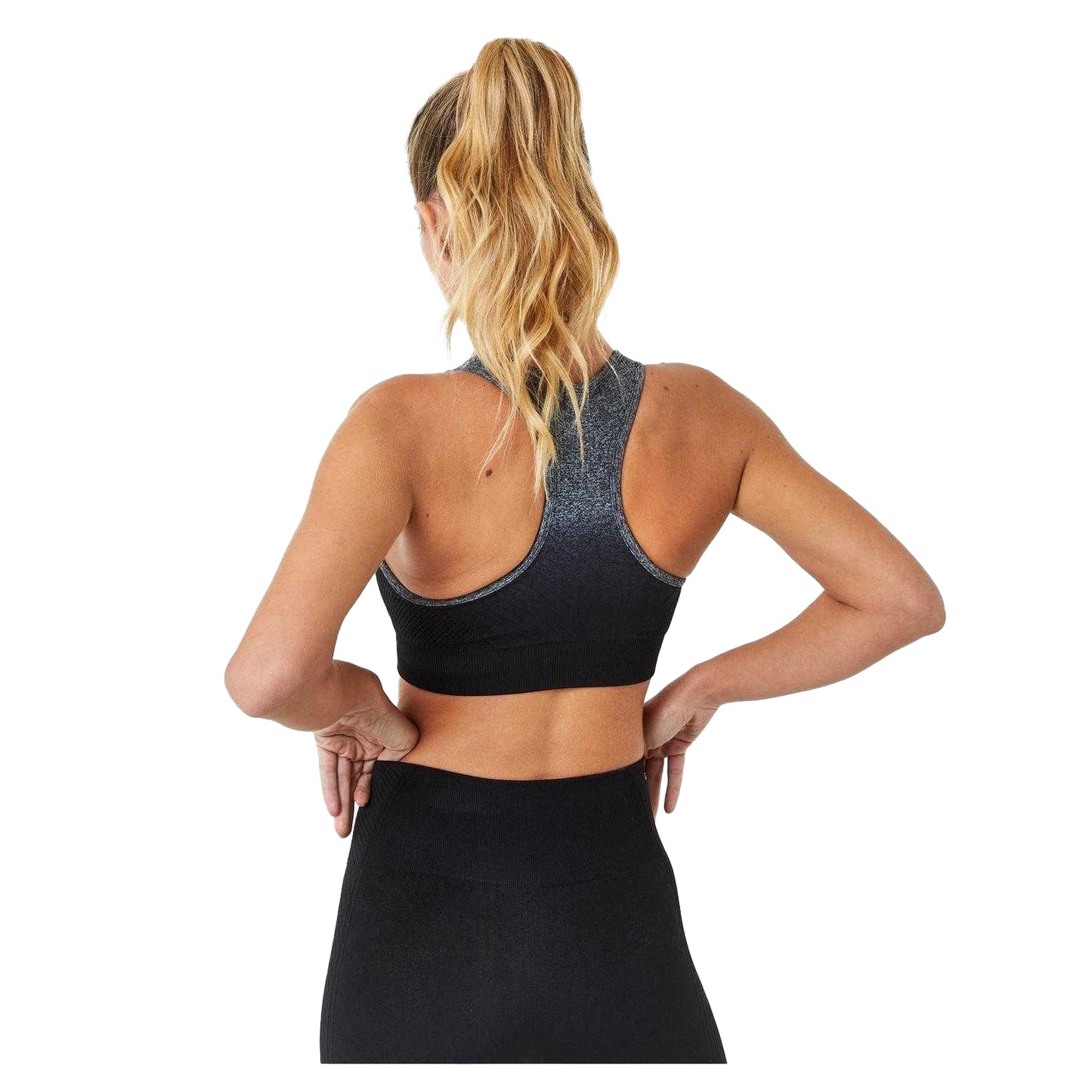 Black-Grey - Back - USA Pro Womens-Ladies Ombre Seamless Sports Bra