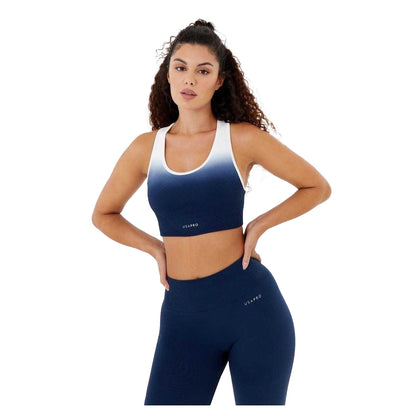 Navy-White - Front - USA Pro Womens-Ladies Ombre Seamless Sports Bra