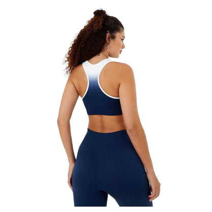 Navy-White - Back - USA Pro Womens-Ladies Ombre Seamless Sports Bra
